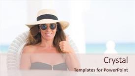  Presentation with doing the right thing - Colorful PPT layouts enhanced with woman sitting at the table backdrop and a  colored foreground