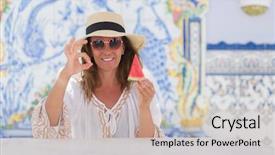  Presentation with hypertension at the productive age - Slide deck enhanced with woman sitting at the table background and a  colored foreground