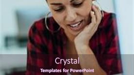  Presentation with woman office desk - Presentation with woman-sitting-at-workplace-desk background and a  colored foreground