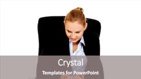  Presentation with desk - Slide set featuring woman sitting behind the desk background and a  colored foreground