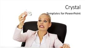  Presentation with desk - Beautiful presentation theme featuring woman sitting behind the desk backdrop and a white colored foreground