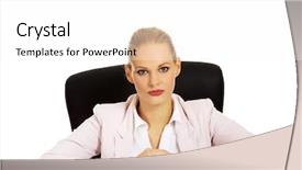  Presentation with desk - Audience pleasing slides consisting of woman sitting behind the desk backdrop and a  colored foreground