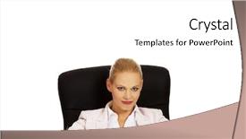  Presentation with desk - Slide deck featuring woman sitting behind the desk background and a white colored foreground
