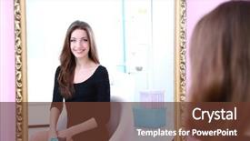  Presentation with front of burj khalifa - Colorful slide set enhanced with woman sitting front of mirror backdrop and a tawny brown colored foreground