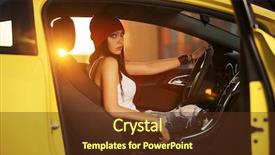  Presentation with car - PPT theme having woman sitting in a car background and a tawny brown colored foreground