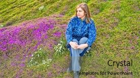  Presentation with field - Colorful presentation theme enhanced with woman sitting in a field backdrop and a  colored foreground