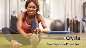  Presentation with brain gym - Amazing presentation design having woman sitting in a gym backdrop and a yellow colored foreground