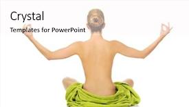  Presentation with green town cities - Slide deck having woman sitting in a yoga background and a  colored foreground