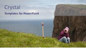  Presentation with cliff - Presentation theme having woman-sitting-in-grass background and a lemonade colored foreground