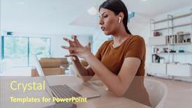  Presentation with interview - Presentation featuring woman-sitting-in-living-room background and a  colored foreground