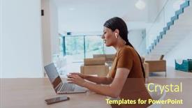  Presentation with interview - Presentation enhanced with woman-sitting-in-living-room background and a tawny brown colored foreground