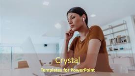  Presentation with questions - Theme enhanced with woman-sitting-in-living-room background and a tawny brown colored foreground