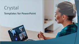  Presentation with interview - Presentation design featuring woman-sitting-in-living-room background and a lemonade colored foreground