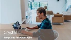  Presentation with questions - Presentation consisting of woman-sitting-in-living-room background and a gray colored foreground