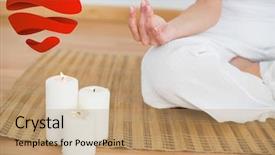  Presentation with white candles - Audience pleasing slide deck consisting of woman sitting in lotus pose beside white candles against heart backdrop and a coral colored foreground