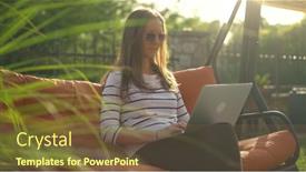  Presentation with home garden - Presentation theme enhanced with woman-sitting-in-swinging-couch background and a tawny brown colored foreground