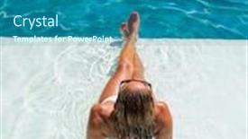  Presentation with luxury resort - Slide set enhanced with woman sitting in the swimming pool at luxury private villa resort background and a ocean colored foreground