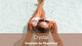  Presentation with luxury resort - Slide deck with woman sitting in the swimming pool at luxury private villa resort background and a coral colored foreground