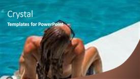  Presentation with luxury resort - Audience pleasing slide deck consisting of woman sitting in the swimming pool at luxury private villa resort backdrop and a ocean colored foreground