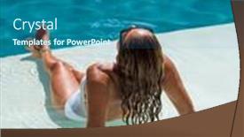  Presentation with luxury resort - Colorful slide set enhanced with woman sitting in the swimming pool at luxury private villa resort backdrop and a ocean colored foreground