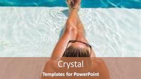  Presentation with luxury resort - Slide deck having woman sitting in the swimming pool at luxury private villa resort background and a red colored foreground