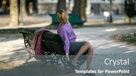  Presentation with shoe - Slides consisting of woman-sitting-on-a-bench background and a gray colored foreground