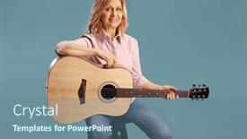  Presentation with acoustic - PPT layouts consisting of woman-sitting-on-a-chair background and a ocean colored foreground