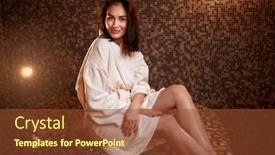  Presentation with stone - Presentation theme consisting of woman-sitting-on-a-hot background and a tawny brown colored foreground