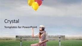  Presentation with park - Presentation theme with woman sitting on a park background and a  colored foreground