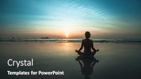  Presentation with sunset beach - Slide set consisting of woman-sitting-on-beach-during background and a dark gray colored foreground