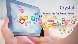  Presentation with beach - Slides enhanced with woman sitting on beach in deck chair using tablet pc showing colourful computer applications background and a lemonade colored foreground