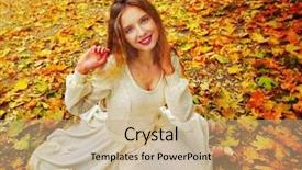  Presentation with long sleeve - Colorful theme enhanced with woman sitting on fall backdrop and a coral colored foreground