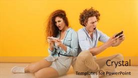  Presentation with welcome back friend - Theme enhanced with woman sitting on floor back background and a yellow colored foreground