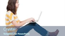  Presentation with floor - Slide set enhanced with woman-sitting-on-floor background and a ocean colored foreground