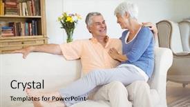  Presentation with senior living - Theme with woman sitting on mans lap background and a  colored foreground