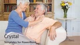  Presentation with senior living - Colorful PPT layouts enhanced with woman sitting on mans lap backdrop and a  colored foreground