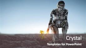  Presentation with knee - Presentation theme featuring woman sitting on one knee background and a dark gray colored foreground