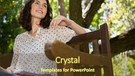  Presentation with being a single woman - PPT layouts having woman sitting on park bench background and a tawny brown colored foreground