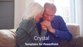  Presentation with mental health - Slide set featuring woman-sitting-on-sofa-comforting background and a tawny brown colored foreground