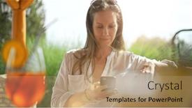  Presentation with home garden - Slides consisting of woman-sitting-on-terrace background and a coral colored foreground