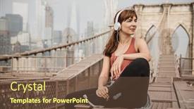  Presentation with brooklyn bridge - Audience pleasing PPT theme consisting of woman-sitting-on-the-brooklyn backdrop and a tawny brown colored foreground