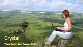  Presentation with neon edge - Presentation theme enhanced with woman sitting on the edge background and a tawny brown colored foreground