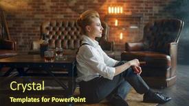  Presentation with cigar - Audience pleasing presentation theme consisting of woman sitting on the floor with whiskey and cigar backdrop and a tawny brown colored foreground