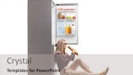  Presentation with fridge - Beautiful slide set featuring woman-sitting-on-the-floor backdrop and a light gray colored foreground