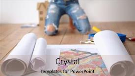  Presentation with floor - Presentation theme featuring woman sitting on the floor background and a mint green colored foreground