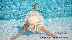  Presentation with resort - Slides with woman-sitting-on-the-stairs background and a light blue colored foreground