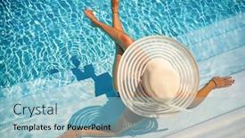  Presentation with luxury resort - Colorful theme enhanced with woman-sitting-on-the-stairs backdrop and a light blue colored foreground