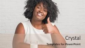  Presentation with colonoscopy african american patient - Colorful theme enhanced with woman sitting on the table backdrop and a soft green colored foreground