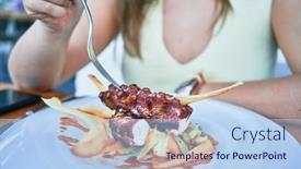  Presentation with octopus - Amazing slide set having woman-sitting-on-the-table backdrop and a light blue colored foreground