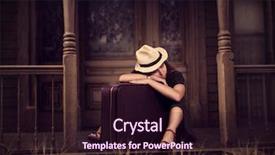  Presentation with old house - Slide set consisting of woman sitting on threshold background and a wine colored foreground